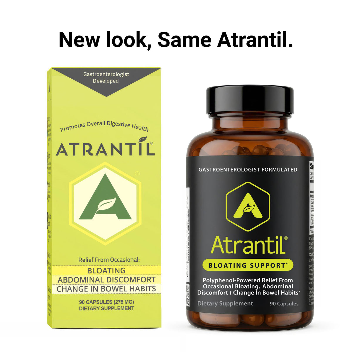 Two bottles of Atrantil polyphenol digestive supplement